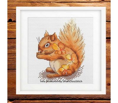 Squirrel Cross Stitch pattern framed