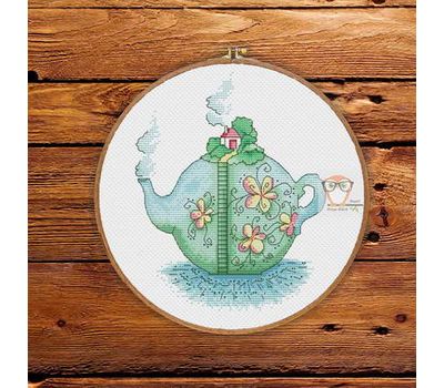 Summer Cross stitch pattern Teapot