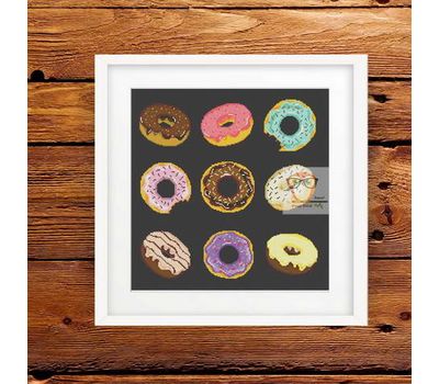 Vintage cross stitch pattern Donuts