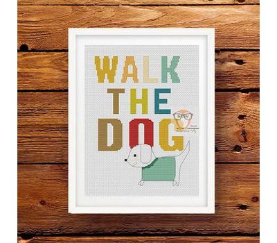 Walk the Dog Cross Stitch Pattern