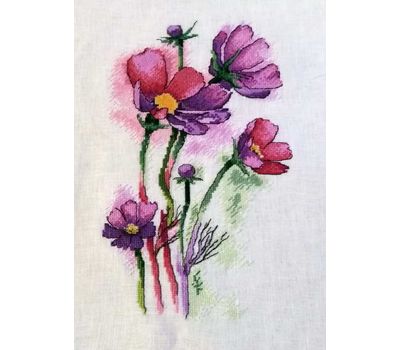 Watercolor Floral Cross stitch pattern Cosmea