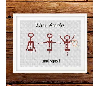 Wine Aerobics funny cross stitch pattern