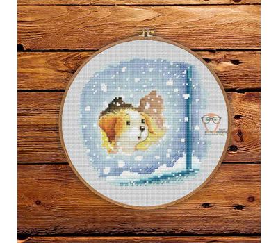 Free Winter Puppy cross stitch pattern picture