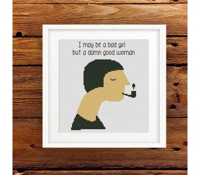 Woman with a pipe cross stitch pattern