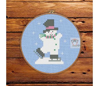 ''Snowman Skater'' Christmas Stocking cross stitch pattern