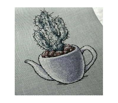 Cactus in a Teapot cross stitch pattern stitched