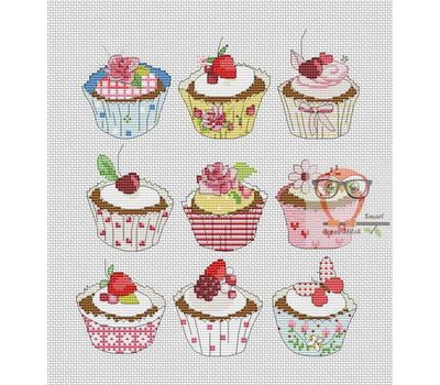 Cakes Free Cross Stitch pattern ''Cupcakes"