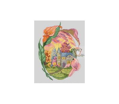 Floral cross stitch pattern Calla Lily Castle