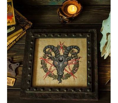 Gothic cross stitch pattern Ram Pentagram}
