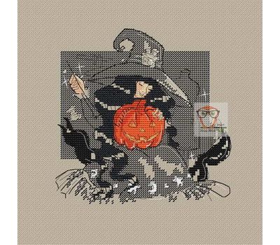 Halloween cross stitch pattern Witch with Embroidery