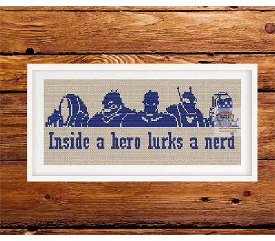 Heroes and Vilains cross stitch funny pattern