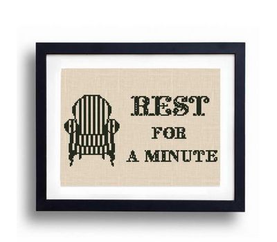 Rest for a minute Quote cross stitch pattern