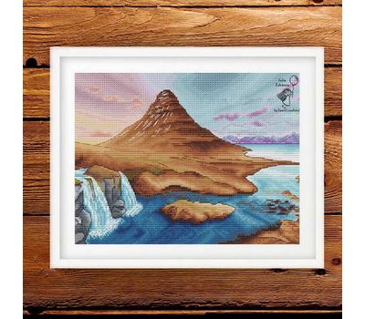 Landscape Cross Stitch Pattern Iceland framed