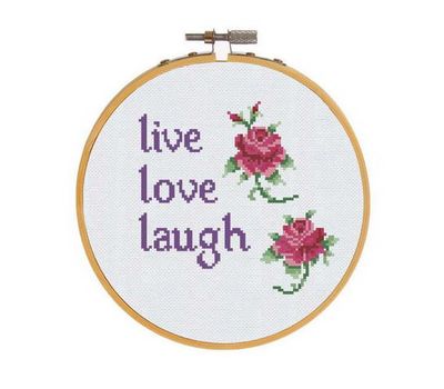 Free Cross Stitch Chart ''Live Love Laugh''