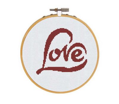 Free LOVE counted cross stitch pattern