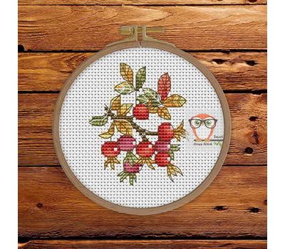 Plant Cross stitch pattern Rosehip Berries}