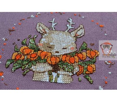 Round Cross stitch pattern Cute Deer}