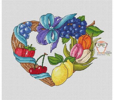Spring Heart Wreath cross stitch pattern