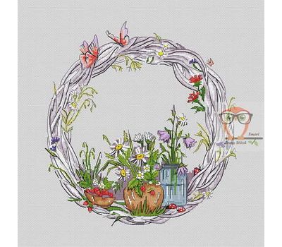 Summer Wreath round cross stitch pattern