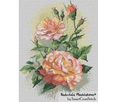 {en:Watercolor cross stitch pattern Roses;}