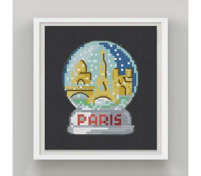 PARIS Snowball cross stitch pattern white canvas