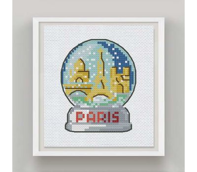 PARIS Snowball cross stitch pattern black canvas