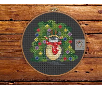 Free Funny Christmas Totoro  Cross Stitch pattern