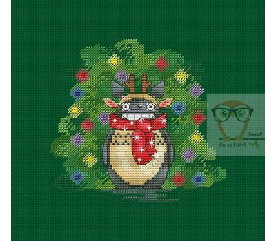 Free Totoro Cross Stitch chart — Green canvas