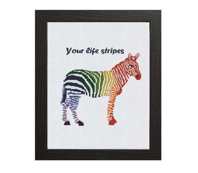 Free Rainbow Zebra Cross stitch pattern