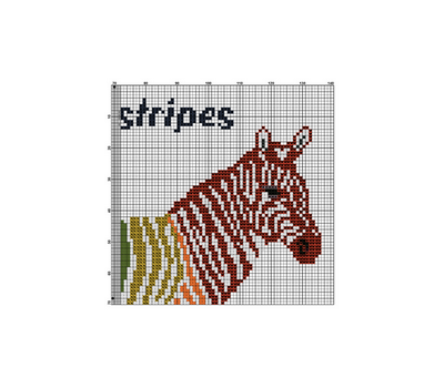 Rainbow Zebra Cross stitch pattern example free