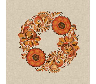 Autumn wreath floral cross stitch pattern