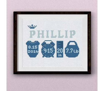 Birth sampler Little Prince cross stitch pattern pdf