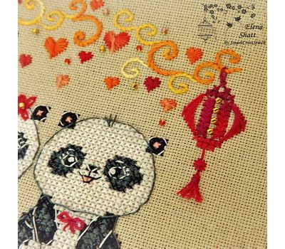 Chinese Embroidery Pandas Love