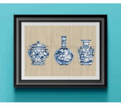 Chinese Vases oriental cross stitch pattern pdf
