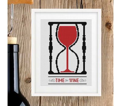 Funny cross stitch chart Time for Wine pattern