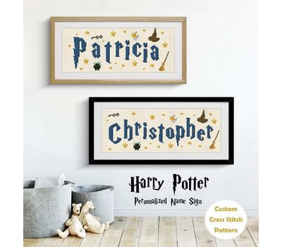 Harry Potter cross stitch chart Hogwarts Name Sign