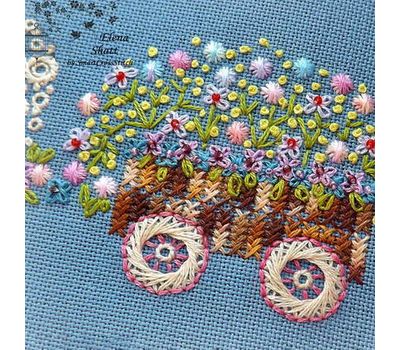 Lamb Cross Stitch pattern Floral Cart
