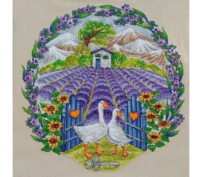 Lavender Cross stitch pattern Gooses in the Garden