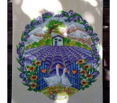 Lavender Cross stitch Chart Gooses in the Garden