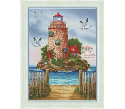 Nautical Cross stitch Chart Red Lighthouse