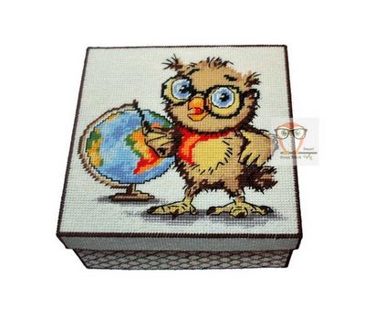 Owl & Geo plastic canvas tissue box}