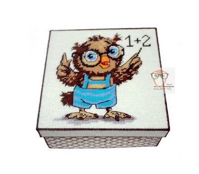 Owl & Math plastic canvas tissue box}
