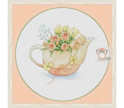 Teapot of Flowers cross stitch Chart