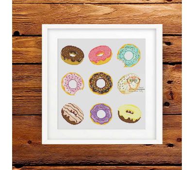 Vintage cross stitch chart Donuts