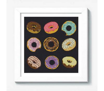 Vintage cross stitch pattern Donuts