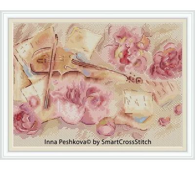 Violin Roses cross Stitch pattern2