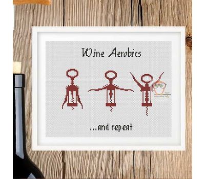 Wine Aerobics funny cross stitch pattern