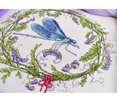 Wreath Cross stitch pattern Dragonfly