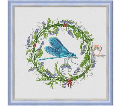 Wreath Cross stitch Chart Dragonfly