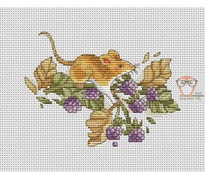 Autumn Cross stitch pattern Little Mouse}